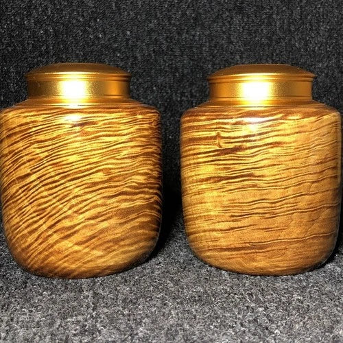 Golden Nanmu Tea Caddy Aluminum Double Lid Sealed Storage Jar Handmade Gift 07FC0E-D4 - KOEEK