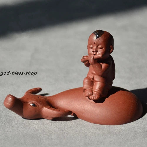 Small Tea Pet Yixing Zisha Purple Clay Tea Play Home Decoration Kid On Buffalo 07FC0E-D4 - KOEEK
