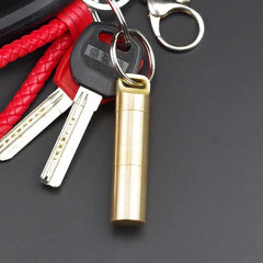 Hot Brass Pill Case Holder EDC Pill Organizer Container 2 Compartment Waterproof 07FC0E-D4 - KOEEK