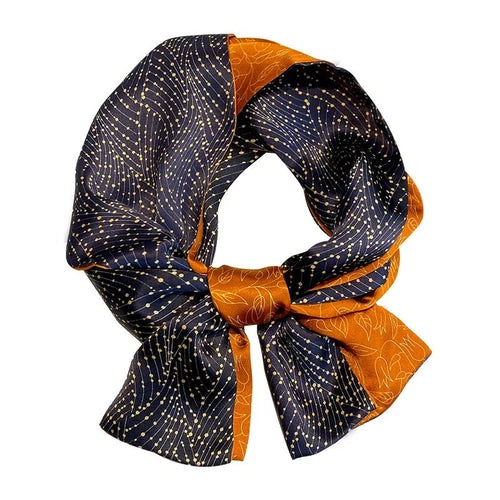 Double Deck  Pure Silk Long Twill Scarf Women Orange Neckerchief 150*15cm 07FC0E-D4 - KOEEK