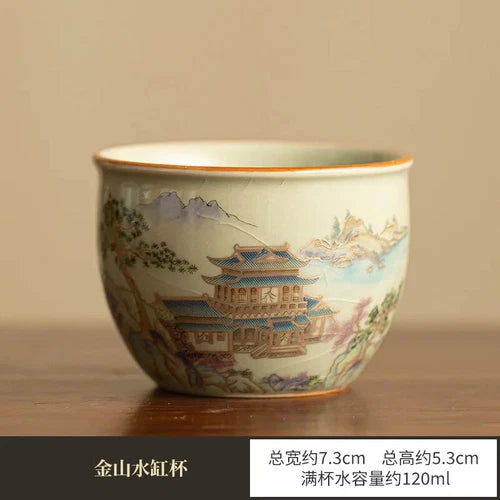 Chinese Tea Tureen Pottery Handmade Color Enamel Kungfu Teacups 07FC0E-D4 - KOEEK