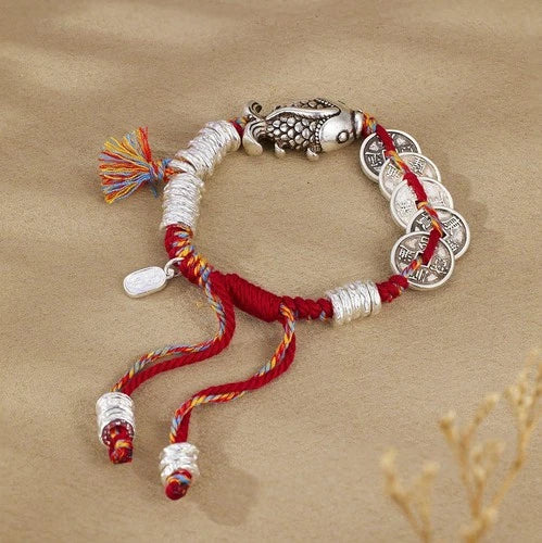 National Style Koi Fish Woven Bracelet Five Emperor s Adjustable Unisex 07FC0E-D4 - KOEEK
