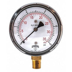 Winters Low Pressure Gauge, 0-5 Psi, MnPT, 2.5 Dial