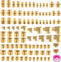 new 98PCS Brass Pipe Fittings Assortment Kit NPT Adapter,Reducer Bushing, 07FC0E-D4 - KOEEK