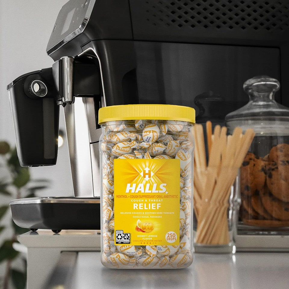 new HALLS Relief Honey Lemon Cough Drops, Bulk 250 Drops HALLS - KOEEK