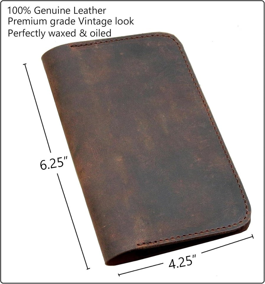 new HERTE Leather Journal Cover for Field Notes, Small Pocket Size Notebook Brown HERTE - KOEEK