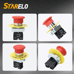 new STARELO 22MM 1NC Red Mushroom Emergency Stop Latching Push Button Switch... STARELO - KOEEK