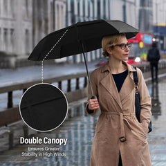 new Windproof Umbrella, Compact and Heavy Duty Black Portable Umbrella for Rain,... 07FC0E-D4 - KOEEK