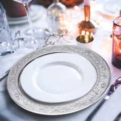 new 13-Inch Charger Plates, 6Pcs Dinner Plate Chargers Round 6Pcs, Floral-Silver 07FC0E-D4 - KOEEK