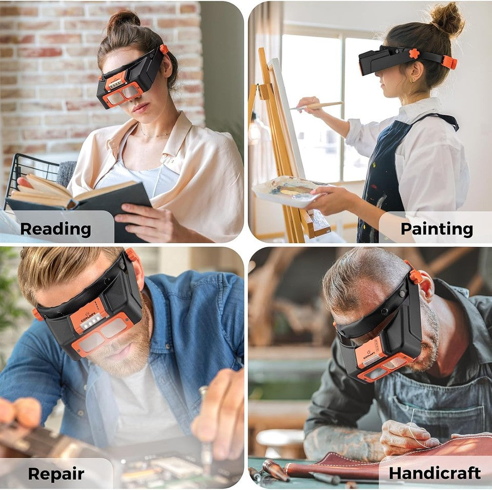 new Headband Magnifier with Light, Rechargeable Magnifying Glasses for Orange 07FC0E-D4 - KOEEK
