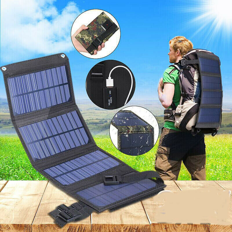 ny Bærbar 100W USB Folde Solpanel Oplader Solar Power Bank til mobiltelefon USA