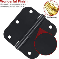 new 3 Pack Interior Matte Black Door Hinges 3 Pack-no squeak, Black-Rounded 07FC0E-D4 - KOEEK