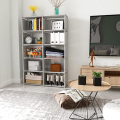 new JIUYOTREE 6-Tiers Portable Bookshelf with Fabric Cloth at 10 Cubes, Grey JIUYOTREE - KOEEK