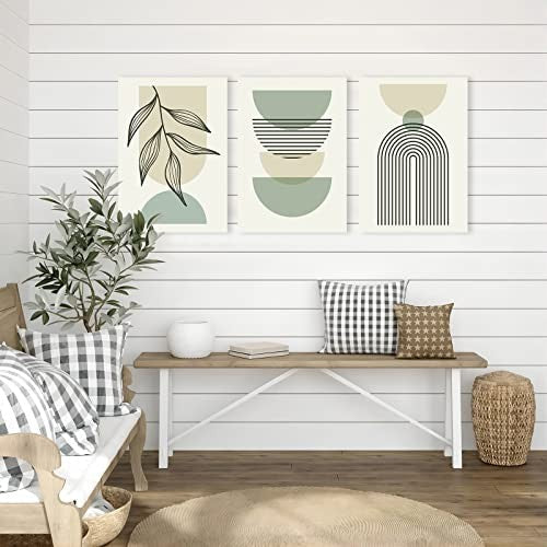 new Sage Green Boho Wall Art Set of 3, 12x16 Inch with frame, Modern boho 07FC0E-D4 - KOEEK