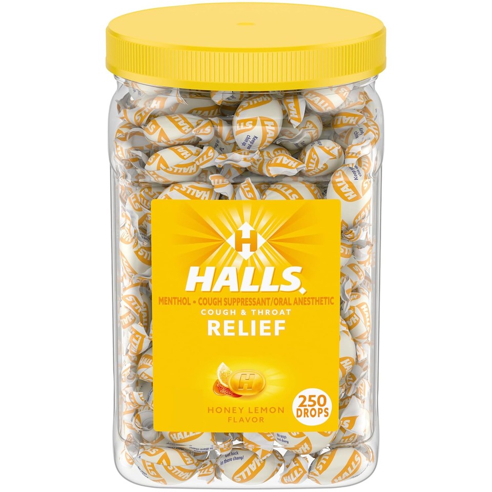 new HALLS Relief Honey Lemon Cough Drops, Bulk 250 Drops HALLS - KOEEK
