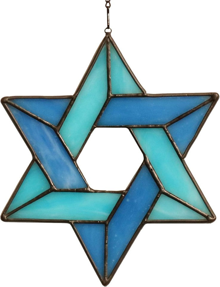 new Jewish Star Stained Glass Window Hanging,Star of David Suncatcher