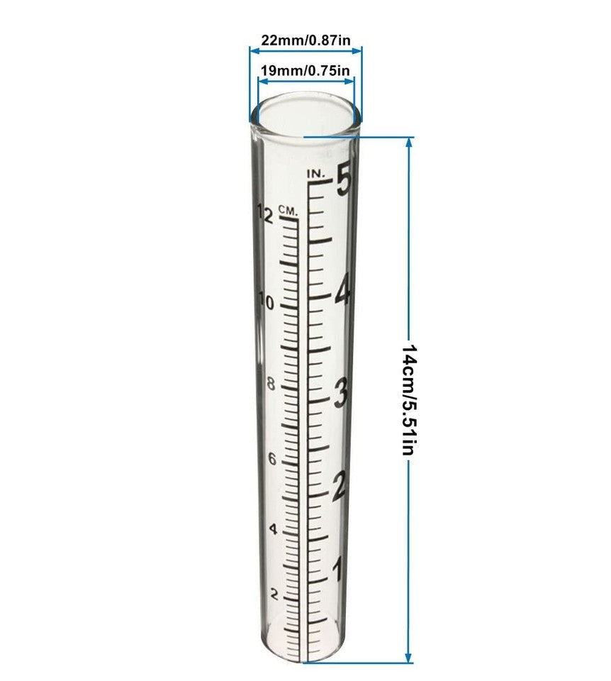 new 5" Capacity Rain Gauge Glass Replacement Tube for Yard Garden Outdoor, Clear