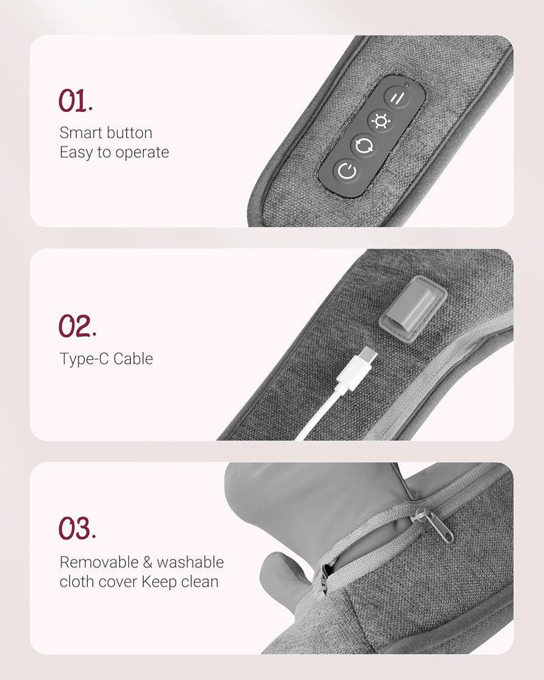 new Neck Massager with Heat, 6D Cordless Shoulder for Pain Grey 07FC0E-D4 - KOEEK