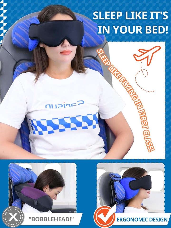 new Travel Pillows for Airplanes, Airplane Pillow 1 Count (Pack of 1), Black 07FC0E-D4 - KOEEK