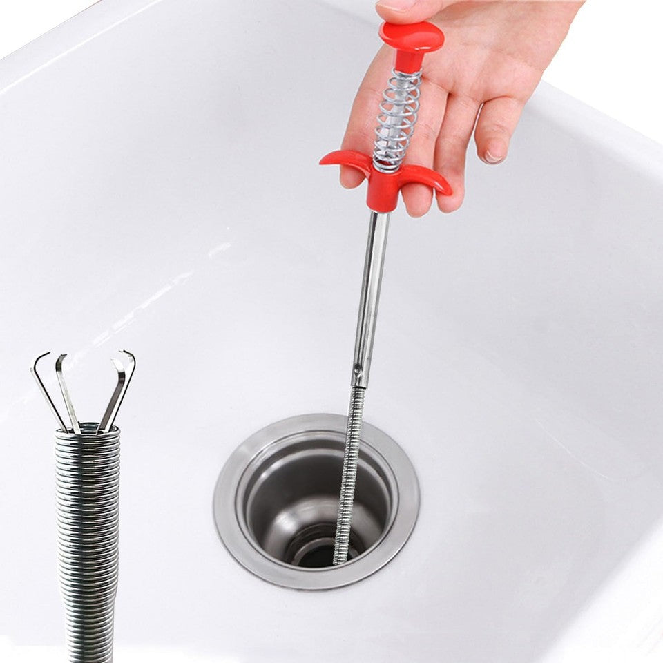 new Flexible Claw Grabber Pickup Tool with 4 Claws, Drain Snake Hair Silver, red
