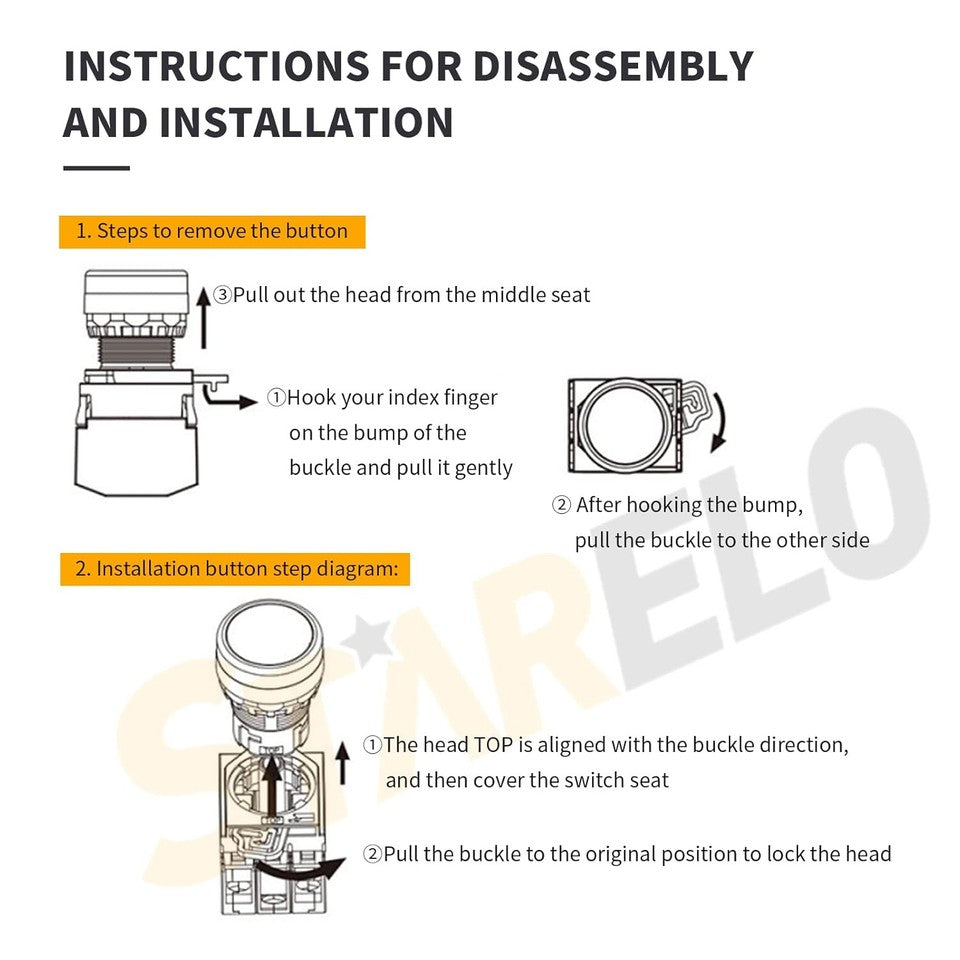 new STARELO 22MM 1NC Red Mushroom Emergency Stop Latching Push Button Switch... STARELO - KOEEK