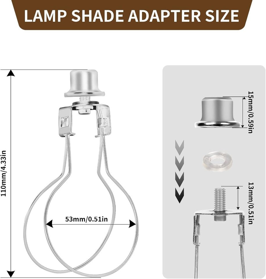 new 2 Pack Round Lamp Shade Light Bulb Clip Adapter, ALUCSET Lampshade Silver