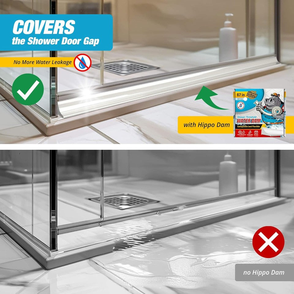 new Shower Threshold Water Dam Barrier 67" - Transparent Collapsible 07FC0E-D4 - KOEEK