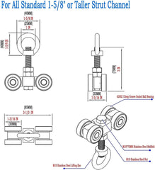 new SKTREX 4 Wheel Silent Trolley Assembly Rollers Four Bearing Pack of 2 07FC0E-D4 - KOEEK
