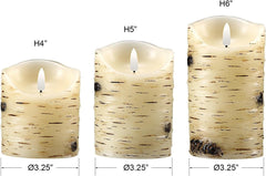 new qinxiang Flameless Candles LED Birch Bark Set of 3 (D Ivory set 3 QINXIANG - KOEEK