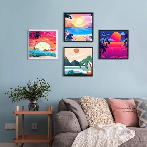 new  Diamond Painting Kits for Adults, Sunrise and Sunset Beach Scenery DIY 5D