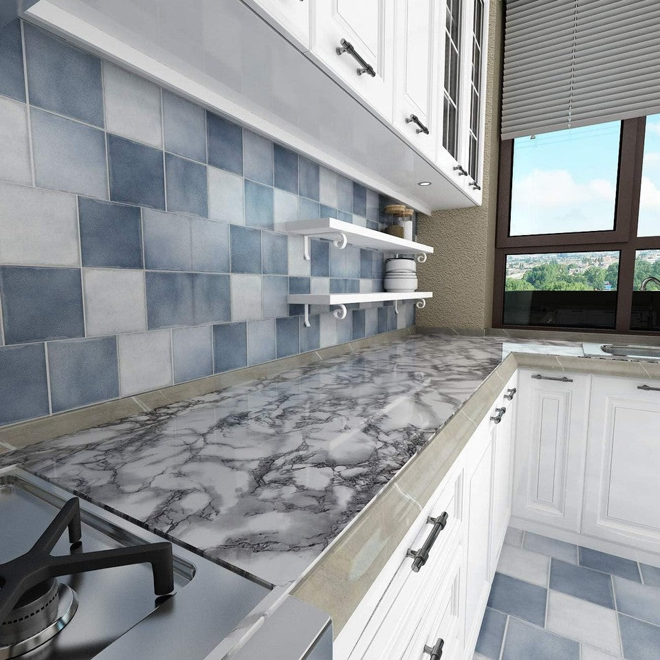new Livelynine Marble Wall Paper 15.8x394 Kitchen Inch, Granite Gray LIVELYNINE - KOEEK