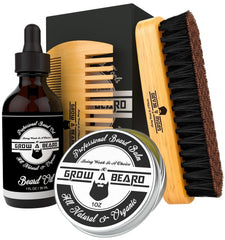 new Beard Grooming Kit for Men - Bamboo Travel Set With Brush, 4 Piece Set, 07FC0E-D4 - KOEEK