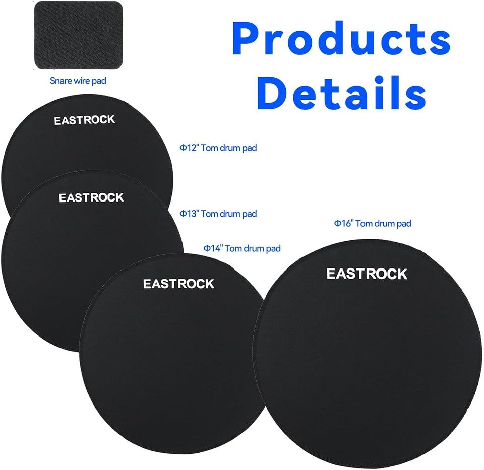 new EASTROCK Drum Mute Pads Set 5 Pieces Foam Fit 12,13,14,16&quot; drum-5 pack