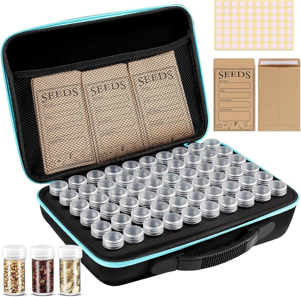 new 60 Slots Seed Storage Organizer with 20 Envelopes, Sturdy Black-60 slot 07FC0E-D4 - KOEEK