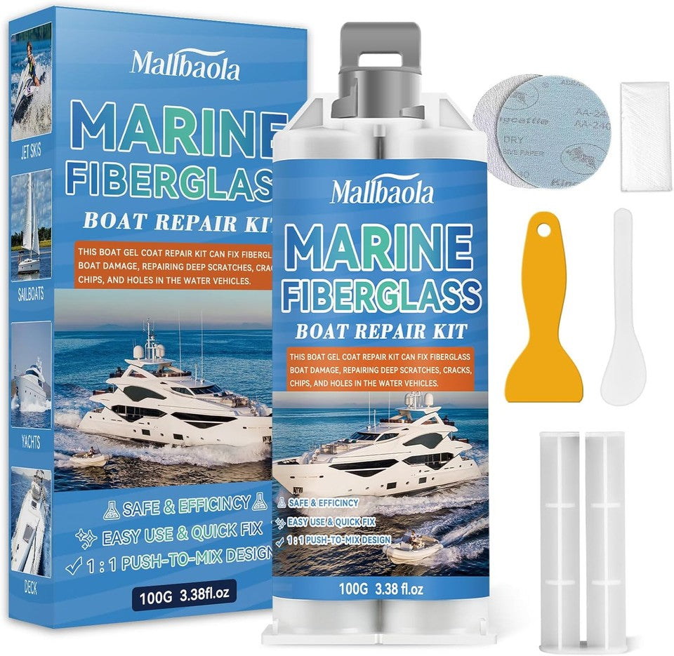 new Marine Fiberglass Repair Kit for Boats, Gel Coat White 07FC0E-D4 - KOEEK