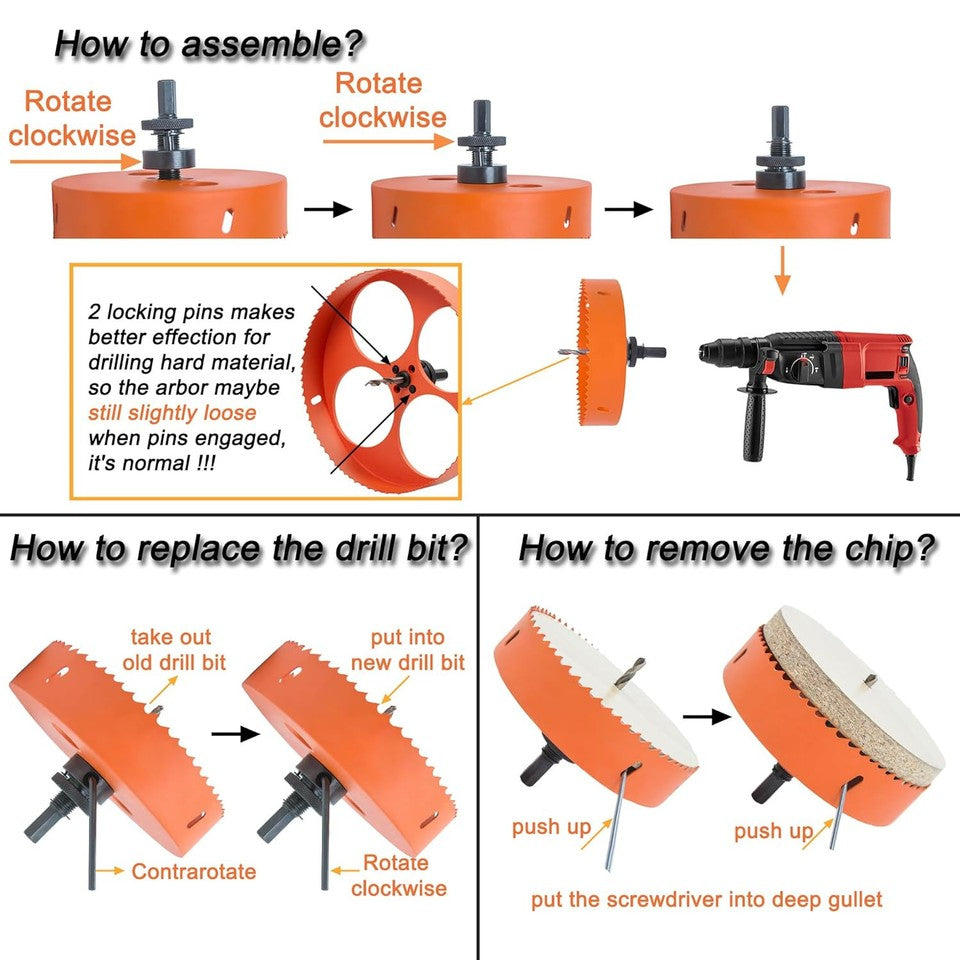 new 6-1/8 Hole Saw for Recessed Lights Can Lights, 6 inch, Orange