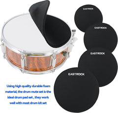 new EASTROCK Drum Mute Pads Set 5 Pieces Foam Fit 12,13,14,16&quot; drum-5 pack EASTROCK - KOEEK