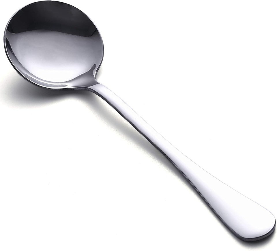 new Soup Spoons 8-Piece Premium Stainless Steel Round 8 pcs, Silver