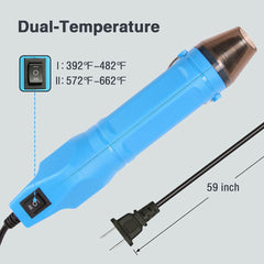new LDK Mini Heat Gun 4.9Ft, Dual-Temp 392℉ & 662℉ Hot Air Multi-Purpose Blue LDK - KOEEK