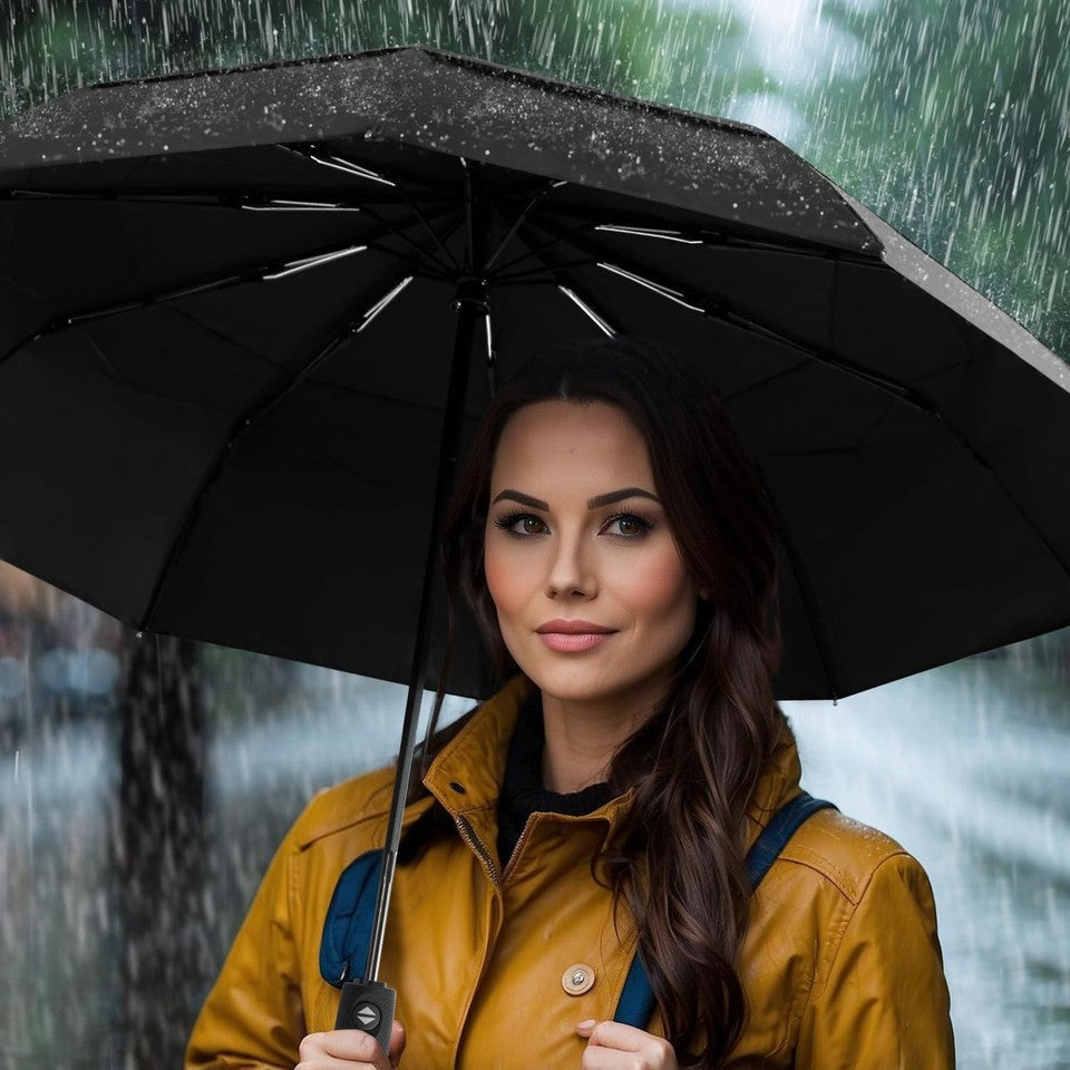 new Windproof Umbrella, Compact and Heavy Duty Black Portable Umbrella for Rain,... 07FC0E-D4 - KOEEK