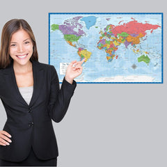 new Laminated World Map Poster - Wall Chart of Earth - 18" x 29" (Blue) Blue 07FC0E-D4 - KOEEK