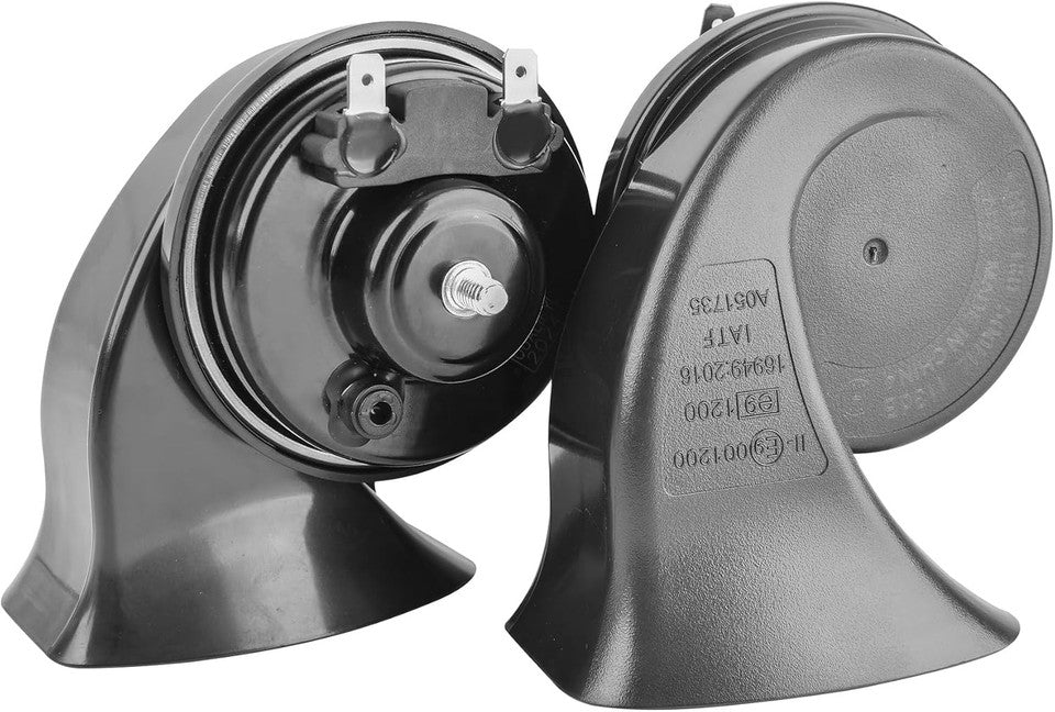 new Universal Car Horn Upgrade Kit, 12V High/Low Dual Tone Snail Horn, Loud Black