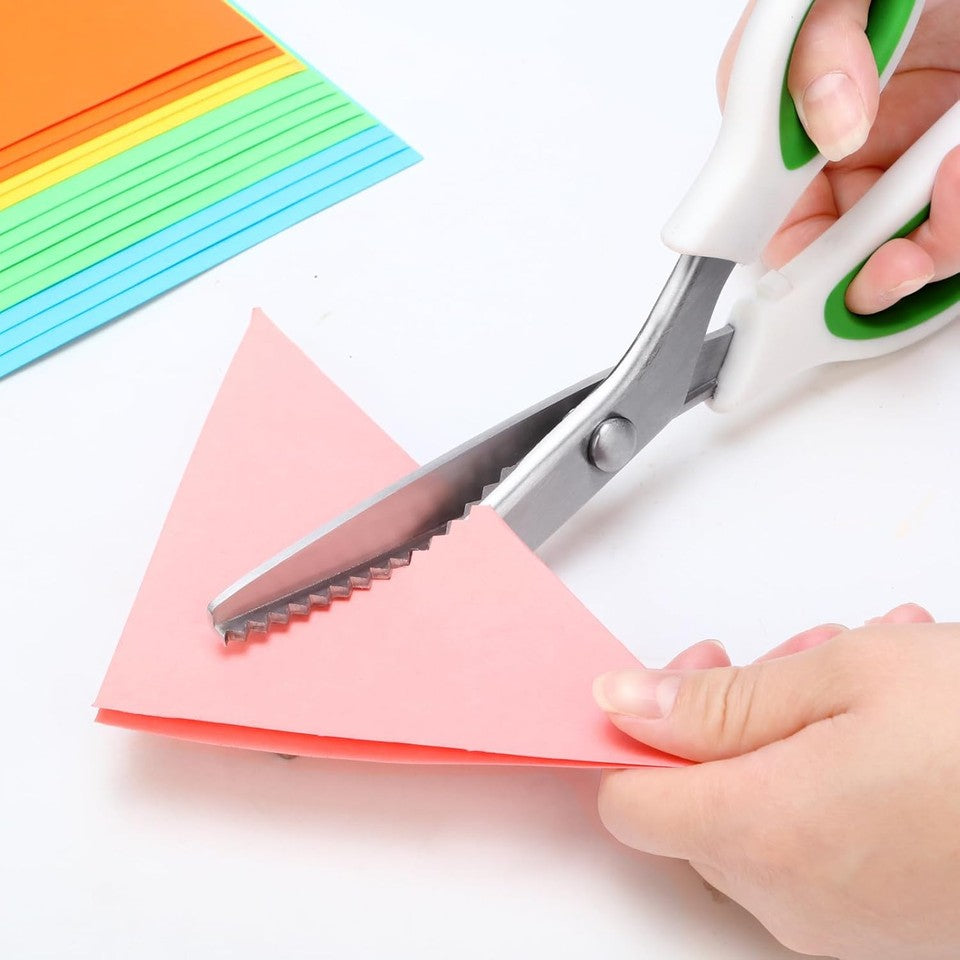 used Pinking Shears，9” Zig Zag Scissors for Fabric，Pinking Shears Green 07FC0E-D4 - KOEEK