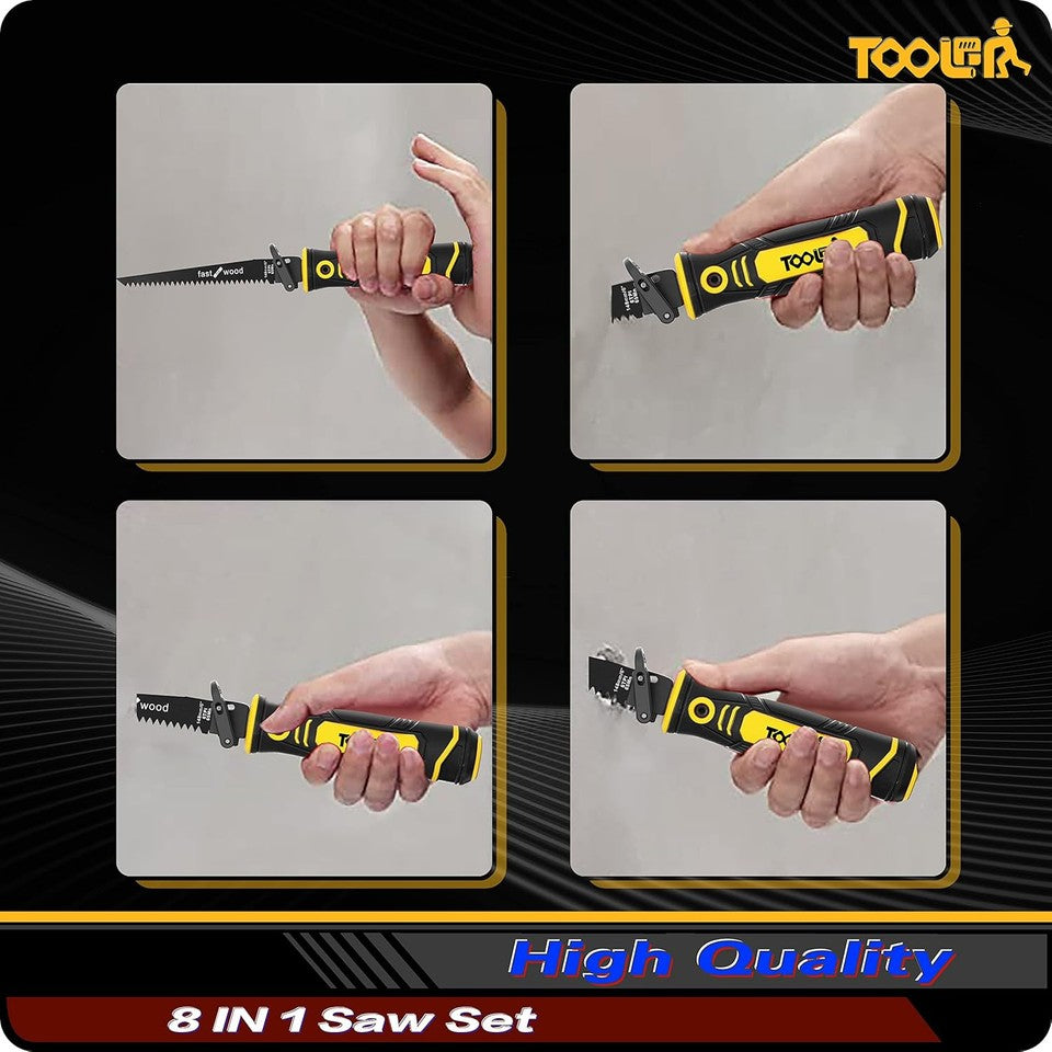 new 8-In-1 Multi Blades Hand Saw, Drywall Cutter Saw. Hacksaw. Long Black Yellow 07FC0E-D4 - KOEEK