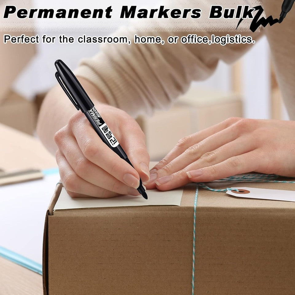 new Thenshop 300 Pack Permanent Markers Bulk First 1 Count (Pack of 300), Black
