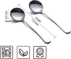 new Soup Spoons 8-Piece Premium Stainless Steel Round 8 pcs, Silver 07FC0E-D4 - KOEEK