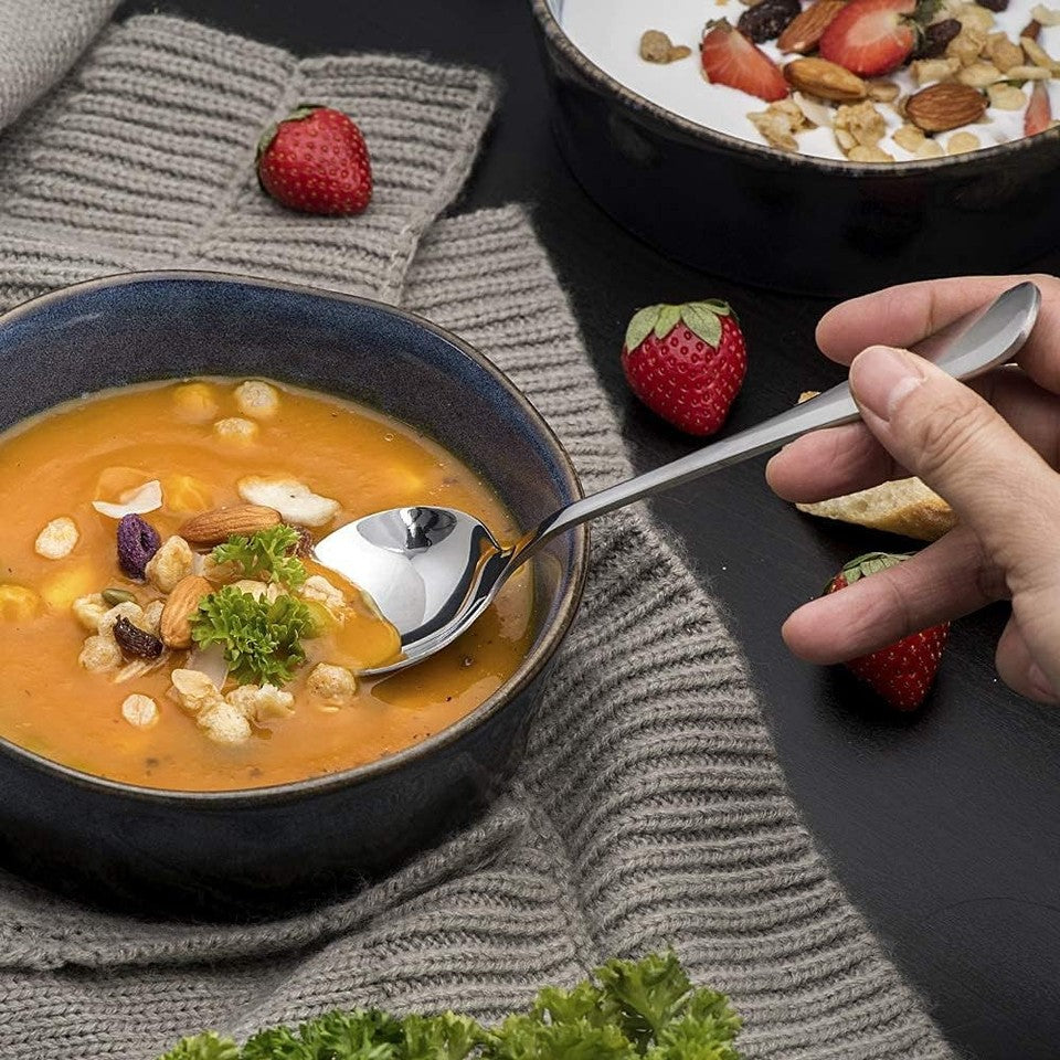 new Soup Spoons 8-Piece Premium Stainless Steel Round 8 pcs, Silver