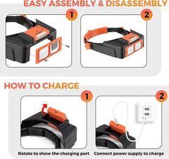 new Headband Magnifier with Light, Rechargeable Magnifying Glasses for Orange 07FC0E-D4 - KOEEK