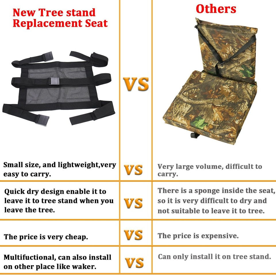 new Tree Stand Seat Replacement for Hunting, Lightweight Mesh Seat... 07FC0E-D4 - KOEEK