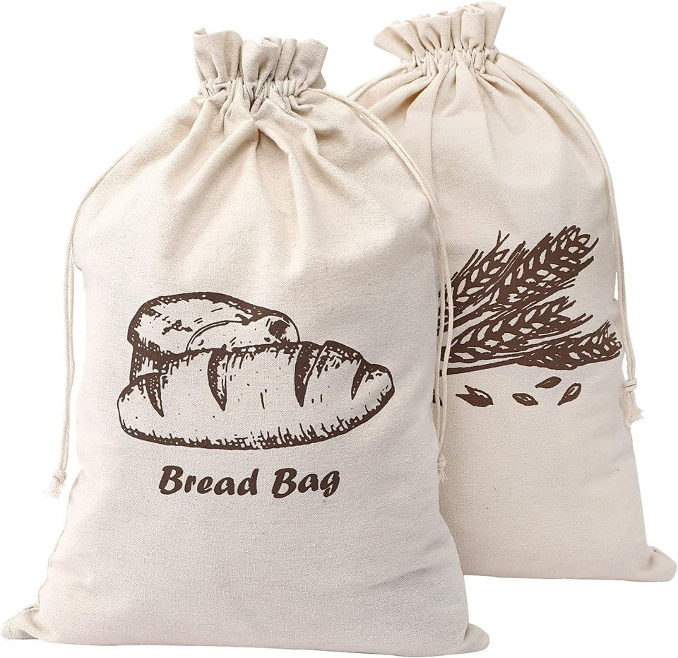 new Augshy Bread Bag, 2 Pieces Linen Bags for One Size, Large, Green AUGSHY - KOEEK